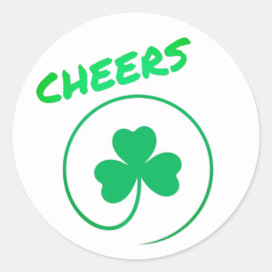 Cheers Clover Shamrock Irish Green St Patricks Day Classic Round Sticker