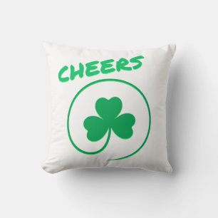Cheers Clover Shamrock Irish Green St Patricks Day Cushion