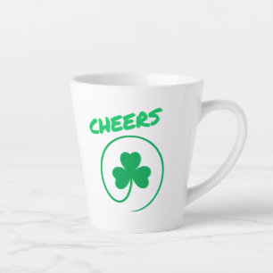 Cheers Clover Shamrock Irish Green St Patricks Day Latte Mug