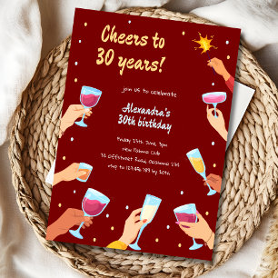 Cheers cocktail adult birthday invitation