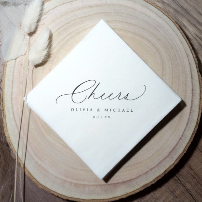 Cheers Cocktail Diagonal Wedding Bar Napkin (Cheers Wedding Napkins - Elegant Diagonal Personalized wedding reception napkins)