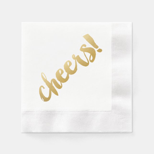 Cheers! Cocktail Napkins - Gold (Front)
