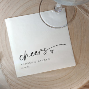 Cheers Cocktail Napkins Heart Handwriting Wedding