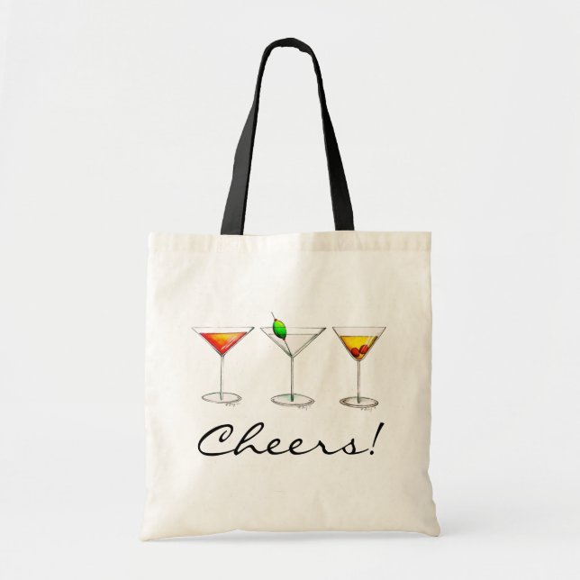 Cheers! Cocktails Martini Cosmo Manhattan Bar Tote Bag (Front)