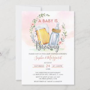 Cheers Coed Girl A Baby Is Brewing Baby Shower Invitation