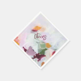 Cheers   Colorful Abstract Art Personalized Event Napkin