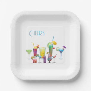Cheers, Colourful Cocktails Fun  Paper Plate