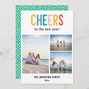 CHEERS Colourful New Year's Photo Holiday Card