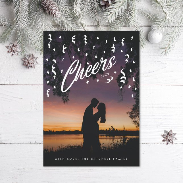 Cheers Confetti to the New Year Photo Holiday Card (Creator Uploaded)