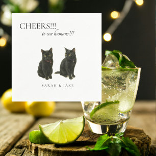 Cheers Custom 2 Cats Black Text Wedding Napkins