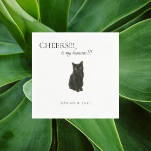 Cheers Custom Cat Black Text Wedding Napkins