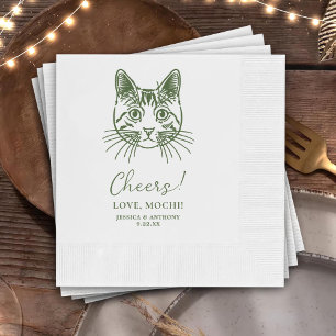 Cheers Custom Cat Hand Drawing Wedding Napkin