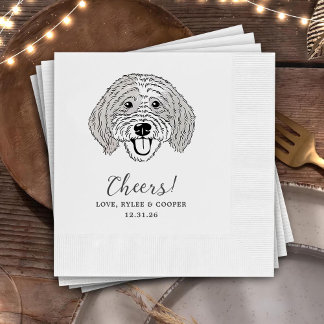 Cheers Custom Dog Drawn Cocktail Napkins Wedding