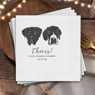 Cheers Custom Dog Drawn Cocktail Napkins Wedding