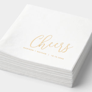 Cheers custom name and event date simple modern foil napkins