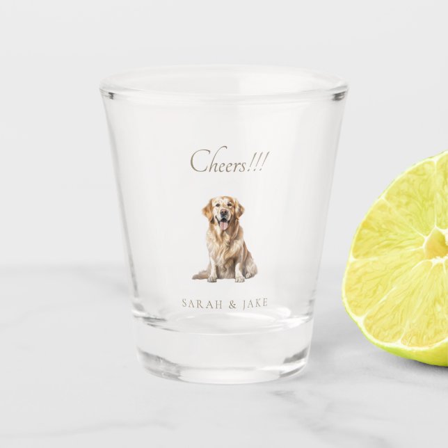 Cheers!!! Custom Pet Wedding  Shot Glass (Front)