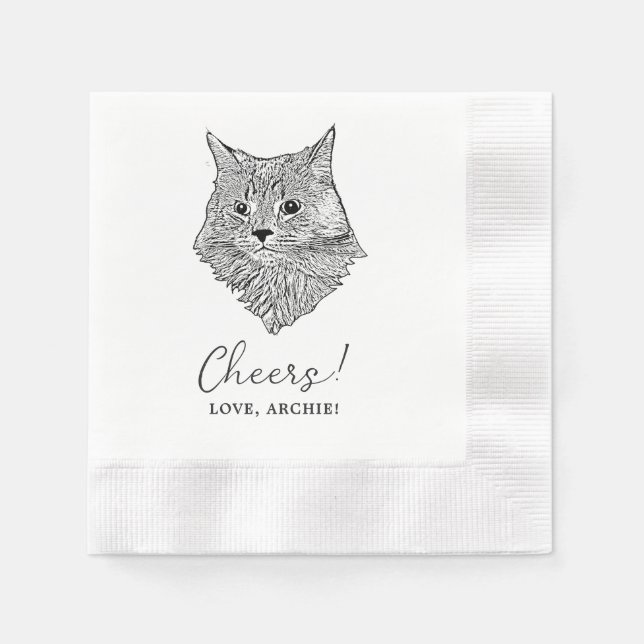 Cheers Custom Pets Hand Drawing Wedding Napkins (Front)