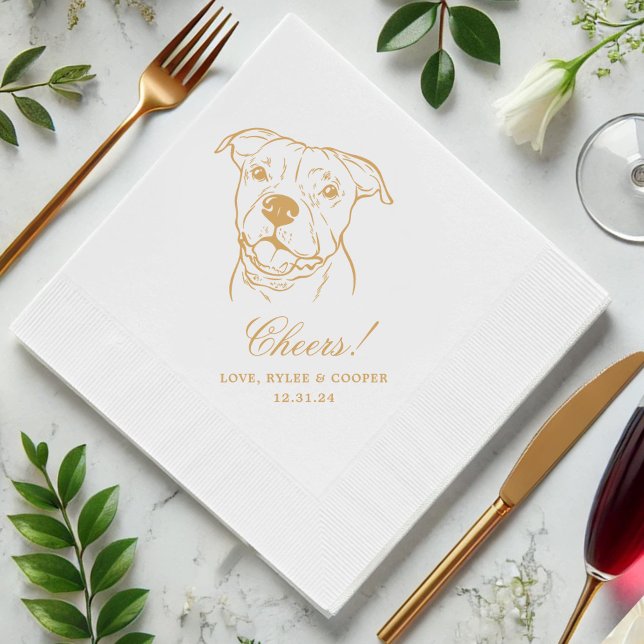 Cheers Custom Two Pet Cocktail Napkins Wedding (Creator Uploaded)