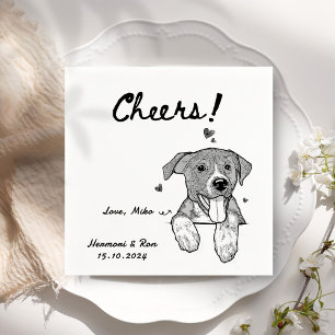 Cheers Drawn Personalised Dog Simple Wedding Napkin