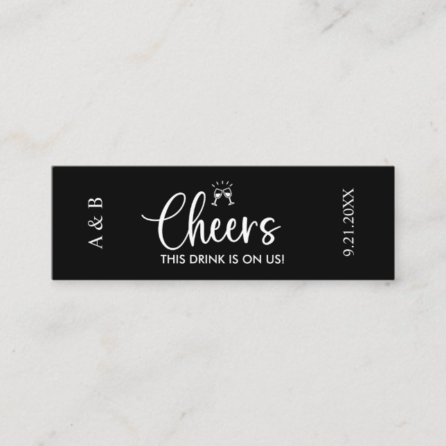 Cheers Drink On Us Wedding Drink Ticket Voucher (Front)