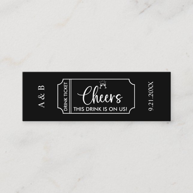 Cheers Drink On Us Wedding Drink Ticket Voucher (Front)