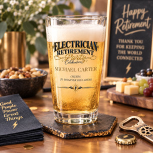 Cheers Electrician Retirement Party Celebration Glass
