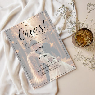 Cheers Elegant 2 Photo Romantic Forest Wedding Invitation