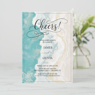 Cheers! Elegant Beach Wedding Invitation