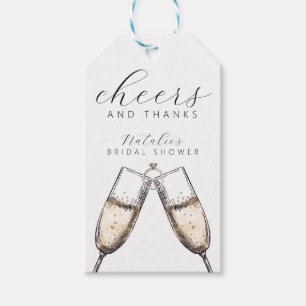Cheers Elegant Bubbly Champange Bridal Shower Gift Tags