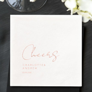 Cheers! Elegant, minimal, handwriting Foil Napkins