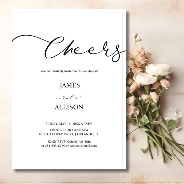 cheers Elegant Minimalist Simple Wedding  Invitation (Creator Uploaded)