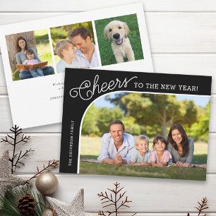 Cheers Elegant New Year Photo Holiday Card