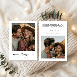 Cheers Elegant Newlywed First Christmas Photo Holiday Card