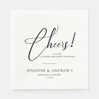 Cheers Elegant Wedding Rehearsal Personalised Napkin
