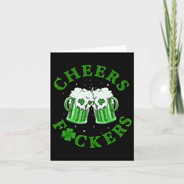 Cheers Ers Funny St Patricks Day Irish Drinking 1  Card (Front)