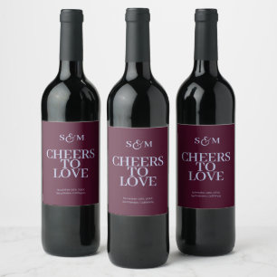 Cheers Fancy Script with Heart Wedding Wine Label