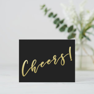 Cheers!   Faux Gold Script Postcard