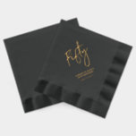 Cheers Fifty | Modern Adult 50th Birthday Party Foil Napkins<br><div class="desc">This custom foil napkin will add stylish detail to your 50th birthday celebration. This design features simple chic lettering "Fifty" with custom text. Matching invitations and birthdayt party supplies are available in my shop BaraBomDesign.</div>