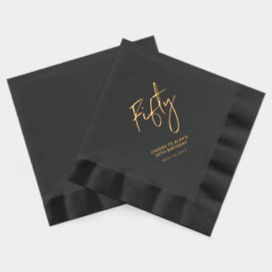 Cheers Fifty   Modern Adult 50th Birthday Party Foil Napkins