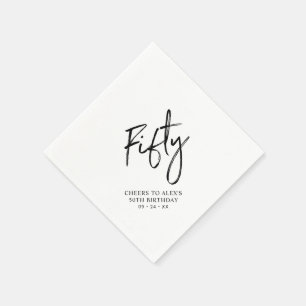 Cheers Fifty    Modern Adult 50th Birthday Party Napkin