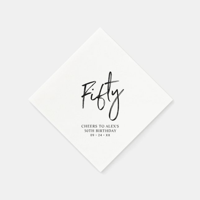 Cheers Fifty  | Modern Adult 50th Birthday Party Napkin (Corner)