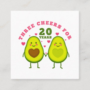 cheers for 20 years Anniversary Square Business Card