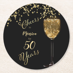 Cheers for the Years 50th Birthday Round Paper Coaster