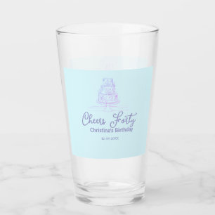 Cheers forty happy birthday cake blue purple name  glass