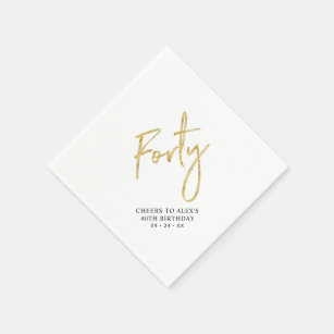 Cheers Forty   Modern Adult 40th Birthday Party Na Napkin