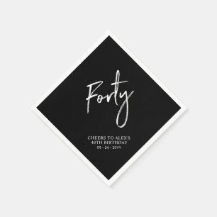 Cheers Forty   Modern Adult 40th Birthday Party Napkin