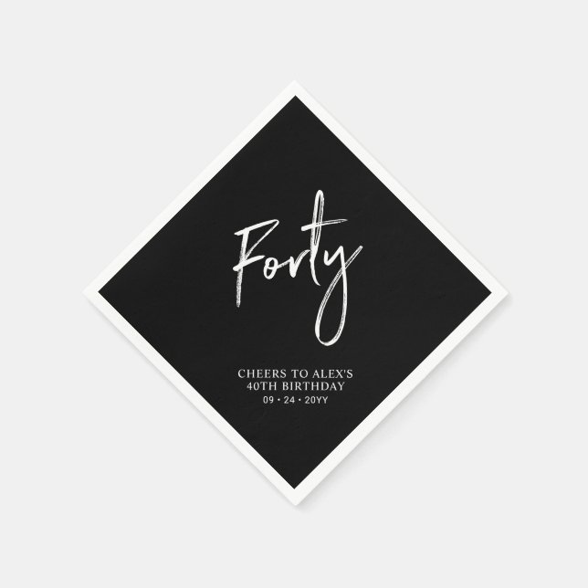 Cheers Forty | Modern Adult 40th Birthday Party Napkin (Corner)