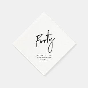 Cheers Forty   Modern Adult 40th Birthday Party Napkin
