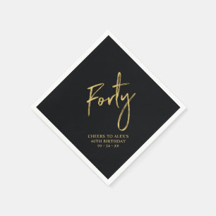 Cheers Forty Modern Black 40th Birthday Party Napkin