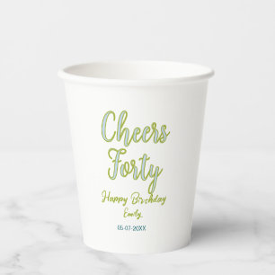 cheers forty name green blue pastel birthday elega paper cups